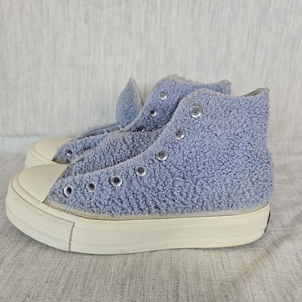 Converse Chuck 70 Hi Fuzzy Terry Blue Women’s 8 572240C No Laces